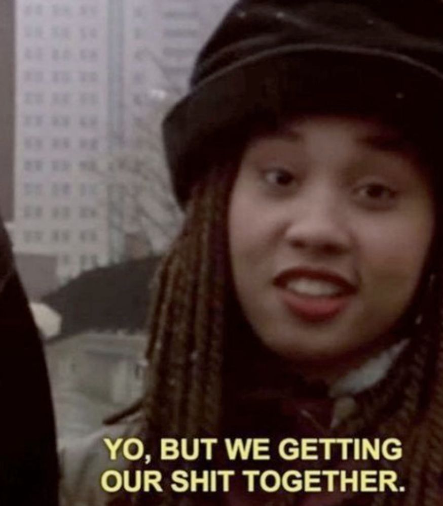 A Black woman saying 'Yo, but we're getting our shit together'