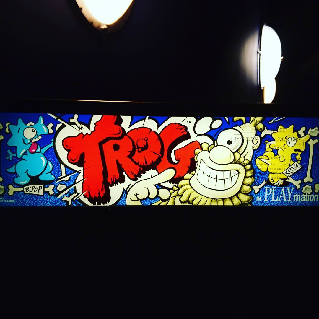the front of a Trog arcade machine