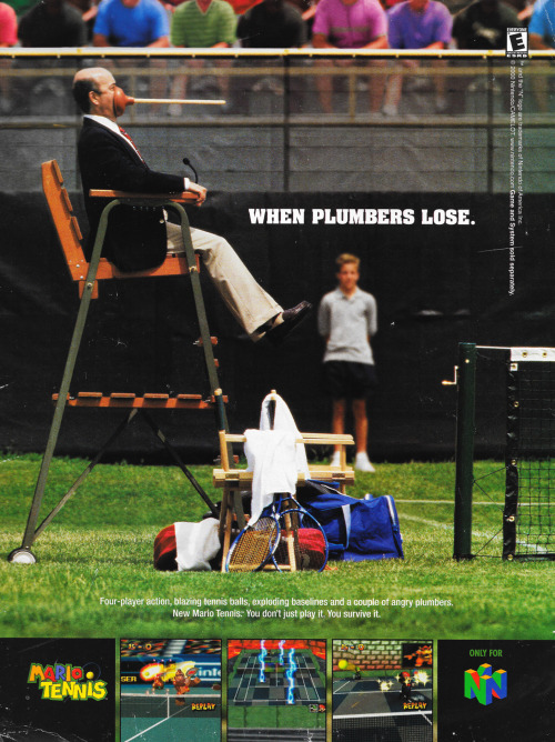 a tennis umpire with a plunger on his face. the caption reads "when plumbers lose"